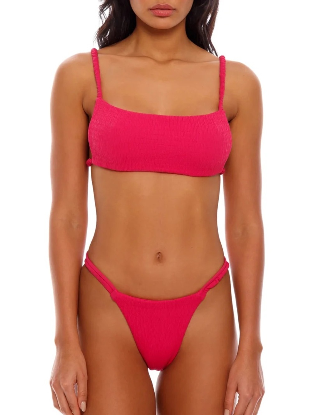 Agua Bendita bikini set Lina tube Top textured shirred cheeky bottoms minta